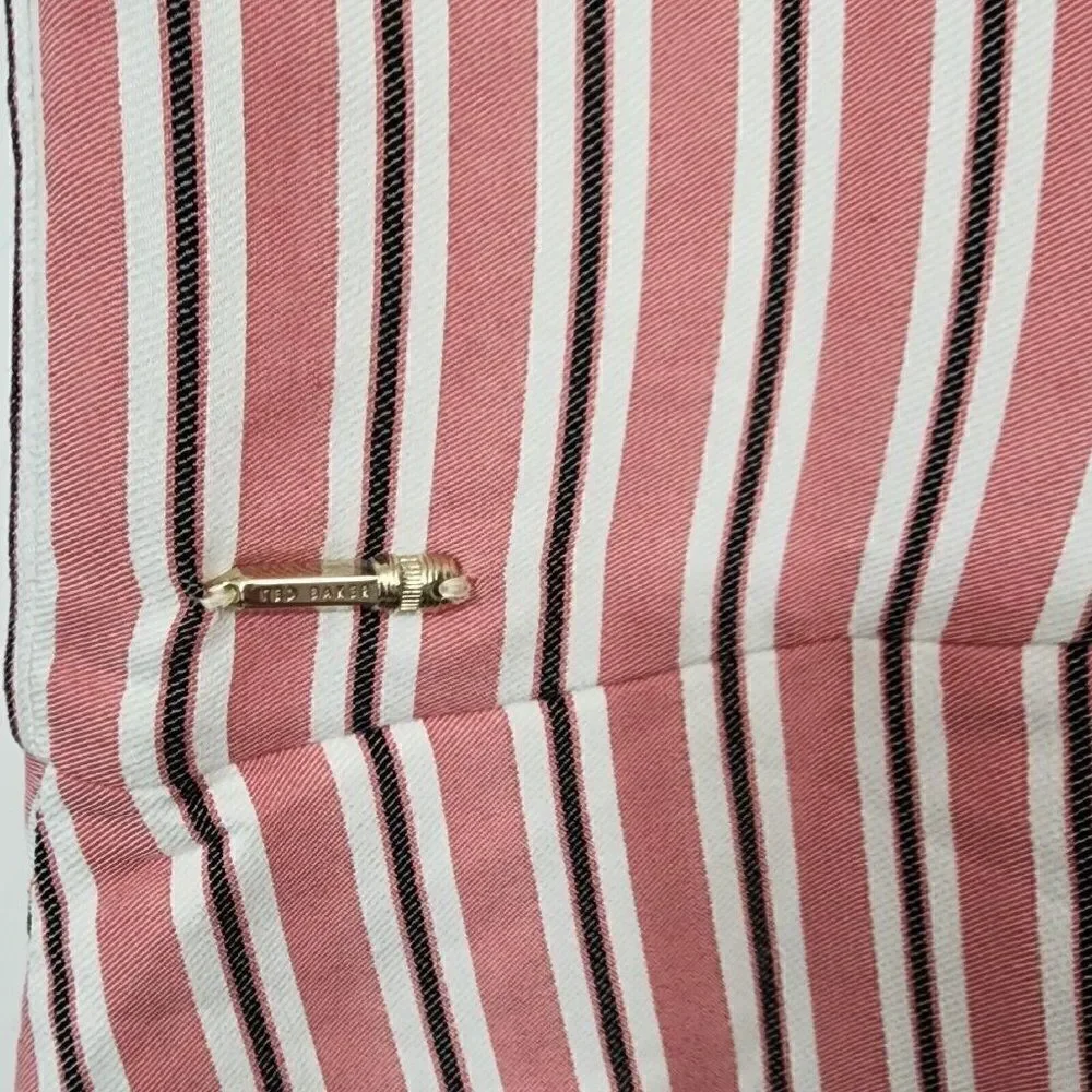 Colour By Numbers Ted Baker 2 (US 4-6)‎ Coryn Pink Striped Asymmetric Midi Skirt